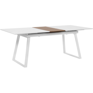 Beliani Dining Table White with Dark Wood 160 x 90 cm Extendable Extending Kitchen 8 People Material:MDF Size:x75x90