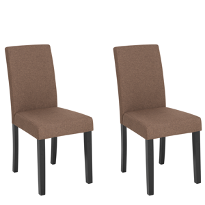 Beliani Set of 2 Dining Chairs Brown Fabric Wooden Legs Modern Material:Polyester Size:45x92x44