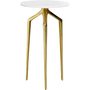 Beliani Side Table White Marble Top 3 Gold Metal Legs 31 x 31 cm Round Glam Modern Living Room Bedroom Material:Marble Size:x54x30