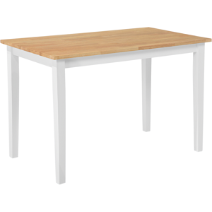 Beliani Dining Table Light Wood Tabletop 74 x 120 x 75 cm White Legs Kitchen Table Material:Rubberwood Size:x74x75