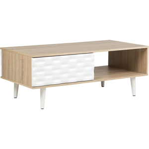 Beliani Coffee Table Light Wood and White Chipboard with 1 Drawer Material:Chipboard Size:x46x60