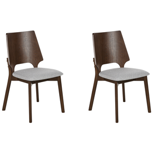 Beliani Set of 2 Dining Chairs Dark Wood and Grey Plywood Polyester Fabric Rubberwood Legs Armless Retro Traditional Style Material:Polyester Size:46x88x47