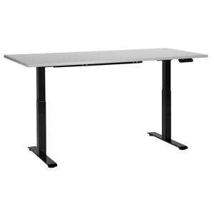 Beliani Electrically Adjustable Desk Grey Tabletop Black Steel Frame 180 x 72 cm Sit and Stand Square Feet Modern Design  Material:Particle Board Size:72x63-128x180