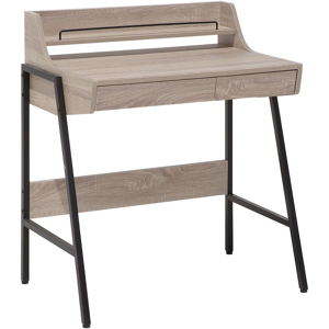 Beliani Office Desk Light Wood and Black 77 x 46 cm Shelf 2 Drawers Scandinavian Material:MDF Size:46x89x77