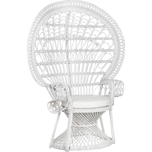 Beliani Peacock Chair Black Rattan 150 x 68 cm Wicker Indoor Outdoor Seat Pillow High Back Material:Rattan Size:50x150x120