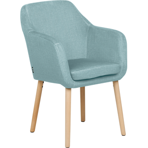 Beliani Dining Chair Blue Velvet Upholstery Wooden Legs with Armrests Classic Style Living Space Furniture Material:Velvet Size:46x82x56