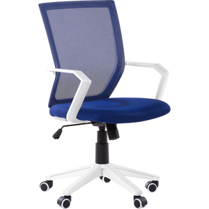 Beliani Office Chair Blue Mesh White Frame Swivel Adjustable Material:Mesh Size:55x96-106x55