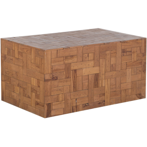 Beliani Coffee Table Light Teak Wood Natural Colour Variation Mosaic Design Rectangular Rustic Design Material:Teak Wood Size:x51x60