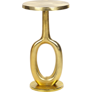 Beliani Side Table Gold Metal Aluminium Top Distressed Design Retro Home Decor Material:Aluminium Size:x55x29