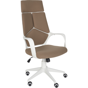 Beliani Office Chair Brown and White Fabric Swivel Desk Computer Adjustable Seat Reclining Backrest Material:Polyester Size:64x116-126x64