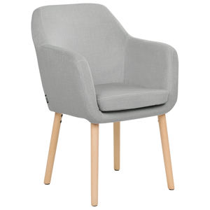 Beliani Dining Chair Grey Velvet Upholstery Wooden Legs with Armrests Classic Style Living Space Furniture Material:Velvet Size:46x82x56