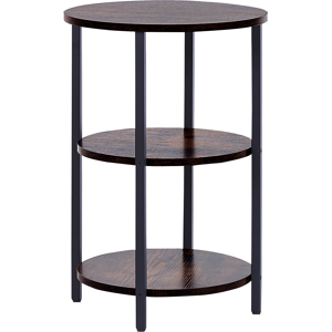 Beliani Side Table Dark Wood with Black Particle Board Iron ø 40 cm 2 Shelves Round Top Industrial Modern Living Room Bedroom Material:Particle Board Size:x60x40