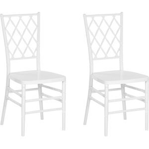 Beliani Set of 2 Dining Chairs White Synthetic Slatted Back Armless Vintage Modern Design Material:Polycarbonate Size:41x92x40