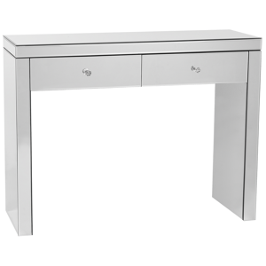 Beliani Console Table Silver Glass 2 Drawers Crystal Knobs Modern Glam Material:Glass Size:35x77x100