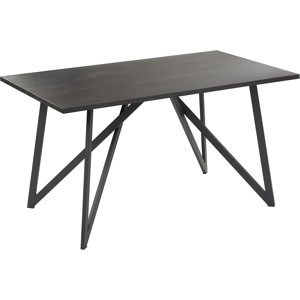 Beliani Dining Table Black MDF 140 x 180 cm Tabletop Metal Legs 4 Seater Rectangular Industrial Material:MDF Size:x76x80