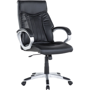 Beliani Executive PU Leather Chair Black Height Adjustable Material:Faux Leather Size:68x111-120x68