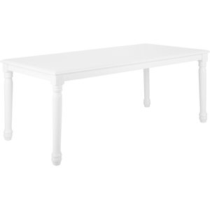 Beliani Dining Table White Rubberwood 180 x 90 cm Rectangular Vintage Material:MDF Size:x76x90