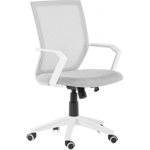 Beliani Desk Chair Light Grey Swivel Mesh Castors Adjustable Home Office Study Material:Mesh Size:55x96-106x55