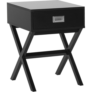 Beliani Bedside Table Black Rectangular Top Storage Drawer Wooden Legs Scandinavian Material:MDF Size:40x55x40