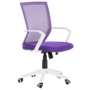 Beliani Office Chair Violet Mesh White Frame Swivel Adjustable Material:Mesh Size:55x96-106x55