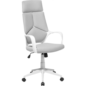 Beliani Office Chair Grey and White Fabric Swivel Desk Computer Adjustable Seat Reclining Backrest Material:Polyester Size:64x116-126x64