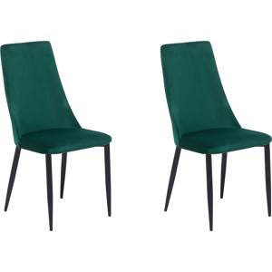 Beliani Set of 2 Dining Chairs Green Velvet Upholstered Seat High Back Material:Velvet Size:58x96x47