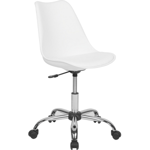 Beliani Desk Chair White Faux Leather Height Adjustable Computer Office Material:Faux Leather Size:60x79-89x60