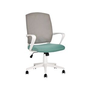 Beliani Office Chair Grey and Teal Blue Polyester Mesh Swivel Desk Computer Adjustable Height Material:Polyester Size:47x97-106x66
