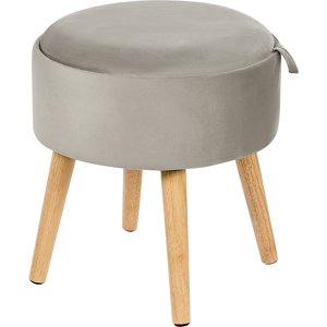 Beliani Stool Grey Velvet Upholstered Storage Tray Top Glamour Style Material:Velvet Size:39x43x39