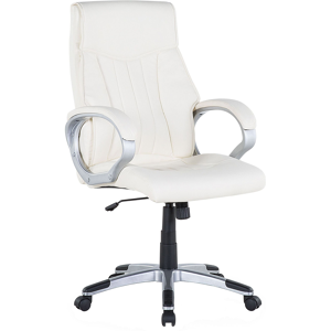 Beliani Executive PU Leather Chair White Height Adjustable Material:Faux Leather Size:68x111-120x68