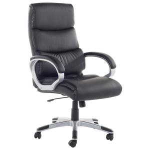 Beliani Office Executive Chair Black Faux Leather Swivel Gas Lift Adjustable Height with Castors Ergonomic Modern Material:Faux Leather Size:68x107-117x68