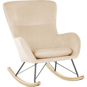 Beliani Rocking Chair Beige Velvet Metal Legs Wooden Skates Modern Material:Velvet Size:90x97x71