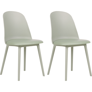 Beliani Set of 2 Dining Chairs Light Green Synthetic Padded Seat Kitchen Seats Modern Minimalist Living Room Material:Synthetic Material Size:43x82x45