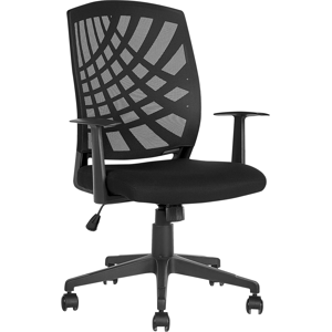 Beliani Office Chair Black Polyester Mesh Swivel Desk Computer Adjustable Height Material:Polyester Size:47x97-106x66