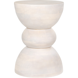 Beliani Side Table Off-White Round Shape Mango Wood Living Room Hallway Modern Design Material:Mango Wood Size:x50x35