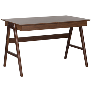 Beliani Home Office Desk Dark Wood Walnut 120 x 70 cm 2 Drawers Workstation  Material:MDF Size:70x75x120