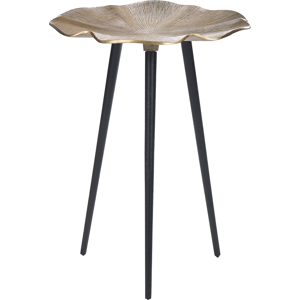 Beliani Side Table Gold and Black Aluminium and Iron Top Round Glossy Retro Home Decor Material:Aluminium Size:x49x37