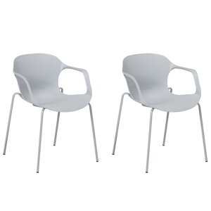 Beliani Set of 2 dining Chairs Grey Metal Legs Modern Industrial Style Kitchen Office Material:Synthetic Material Size:56x75x56