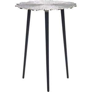 Beliani Side Table Silver with 3 Black Iron Legs Aluminium Irregular Carved Top Decorative Modern Minimalistic Living Room Hallway Material:Aluminium Size:x46x36