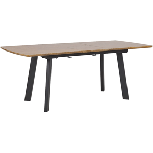 Beliani Extending Dining Table Dark Wood Top and Black Metal Legs 160/200 cm Modern Design Material:MDF Size:x76x90