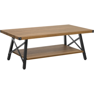 Beliani Coffee Table Dark Wood with Storage Shelf 100 x 55 cm Modern Industrial Living Room Material:MDF Size:x42x55