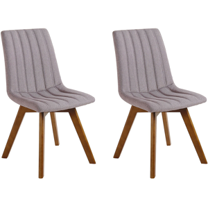 Beliani Set of 2 Chairs Taupe Polyester Fabric Dark Solid Wood Legs Vertical Padding Curved Back Material:Polyester Size:53x84x45