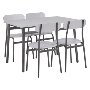 Beliani Dining Set Grey Top Black Steel Legs Rectangular Table 110 x 70 cm 4 Chairs Modern Material:MDF Size:xx
