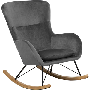 Beliani Rocking Chair Dark Grey Velvet Metal Legs Wooden Skates Modern Material:Velvet Size:90x97x71