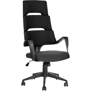 Beliani Office Chair Black Fabric Swivel Desk Computer Adjustable Seat Reclining Backrest Material:Polyester Size:52x118-128x66