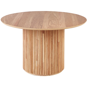 Beliani Dining Table Light Wood MDF Rubberwood Base 120 cm Round for 4 People Modern Dining Room Material:MDF Size:x76x120