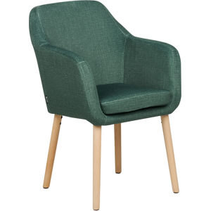 Beliani Dining Chair Green Velvet Upholstery Wooden Legs with Armrests Classic Style Living Space Furniture Material:Velvet Size:46x82x56