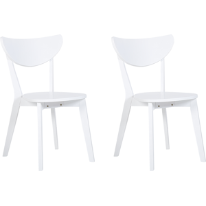 Beliani Set of 2 Dining Chairs White MDF Seat Rubberwood Legs Armless Curved Backrest Material:MDF Size:53x80x48