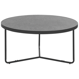 Beliani Coffee Table Concrete Effect with Black Metal Legs Round Large 80 x 80 x 40 cm Living Room Furniture Material:MDF Size:x40x80