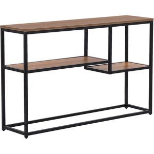 Beliani Console Table with 2 Shelves Dark Wood with Black Legs 75 x 120 cm Industrial Style Material:MDF Size:30x76x120